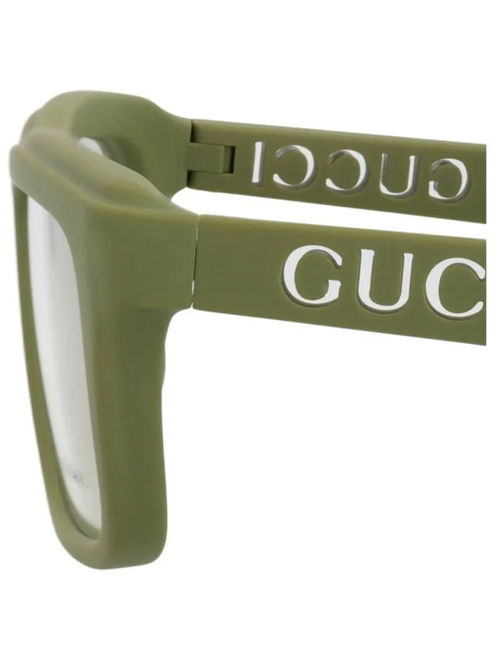 New Gucci Women's Eyeglasses Square Rectangle Injection Frame Mens Green Green